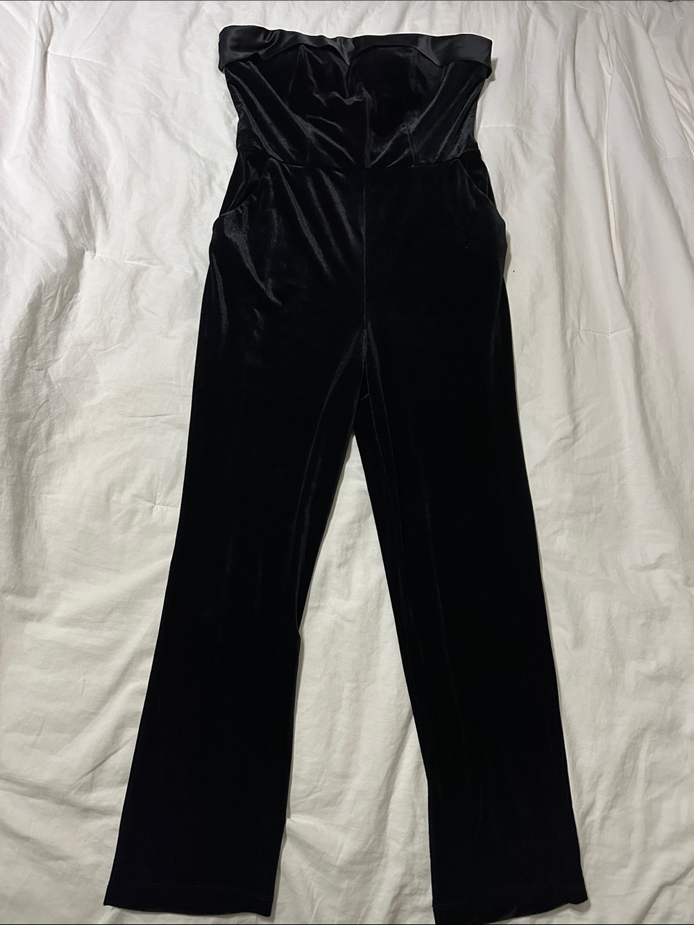 Strapless Black Velvet Jumpsuit